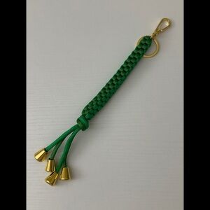 Elegant Green Braided Keychain with Gold Accents